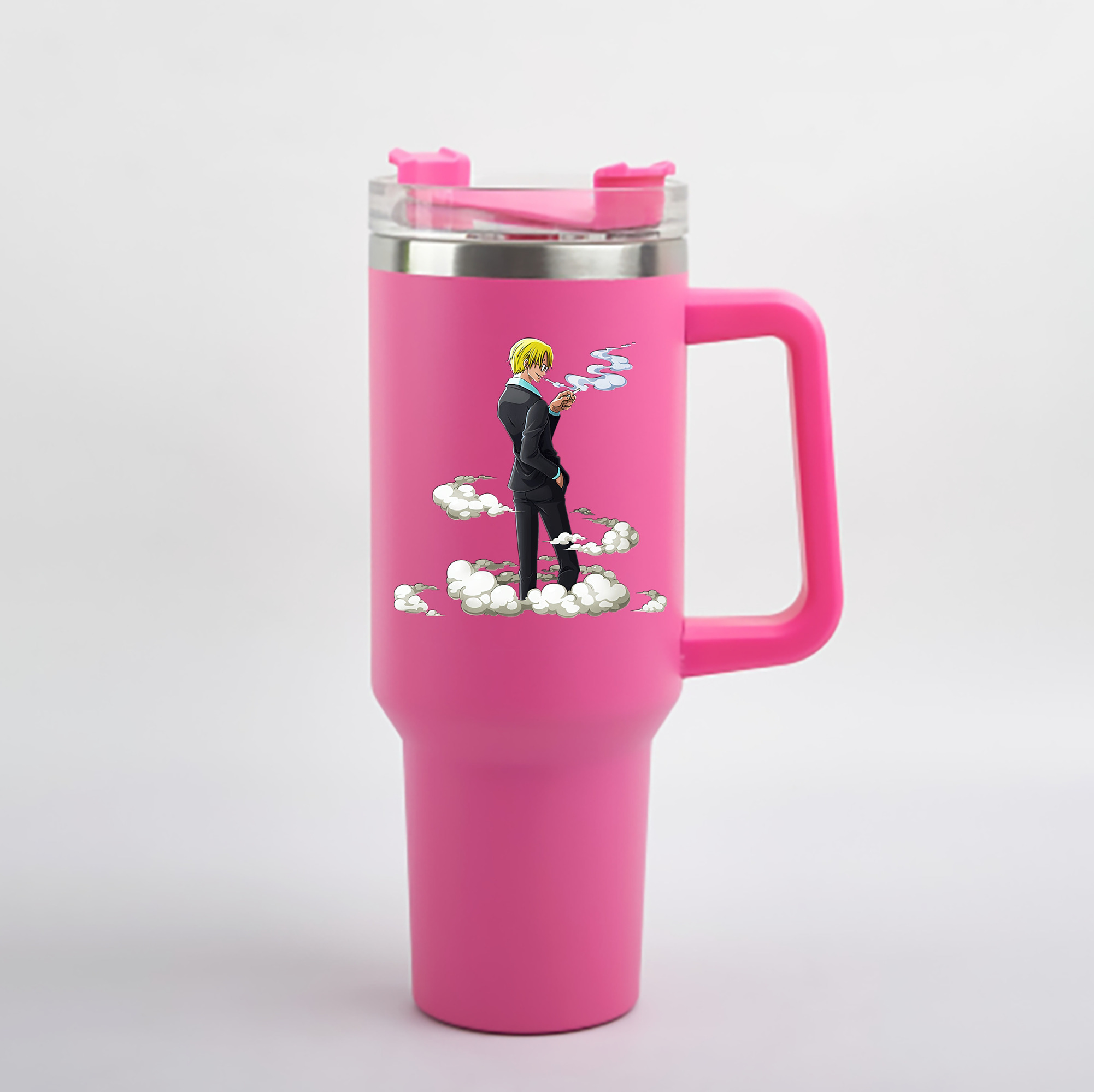 ワンピース サンジ ONE PIECE Sanji 1200mL車用タンブラー - クリスタルステッカー（プラスチックストロー付き）